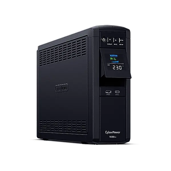 CYBERPOWER UPS gaming, 6xSCHU,2xUSB 1600VA 1600W 230V, színuszus szünetmentes tápegység,LINE-INTERAKTÍV, AVR, színes LCD – 2. kép