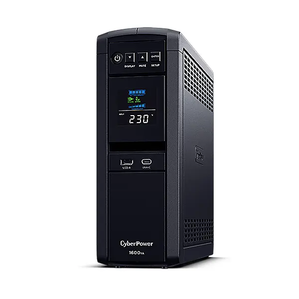 CYBERPOWER UPS gaming, 6xSCHU,2xUSB 1600VA 1600W 230V, színuszus szünetmentes tápegység,LINE-INTERAKTÍV, AVR, színes LCD – 3. kép