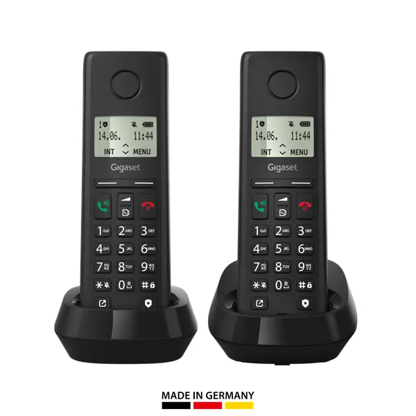 GIGASET DECT telefon, PURE 200 Duo, fekete