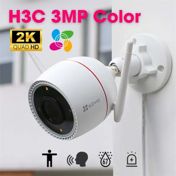 EZVIZ H3C 2K kültéri kamera, színes éjszakai, kétirányú beszéd, AI alakérzékelés, IP67, sziréna, villogó, 512GB – 3. kép