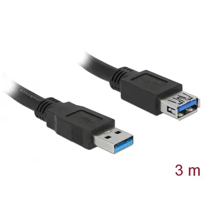 DELOCK kábel USB 5 Gbps Type-A male / female hosszabbító 3m fekete