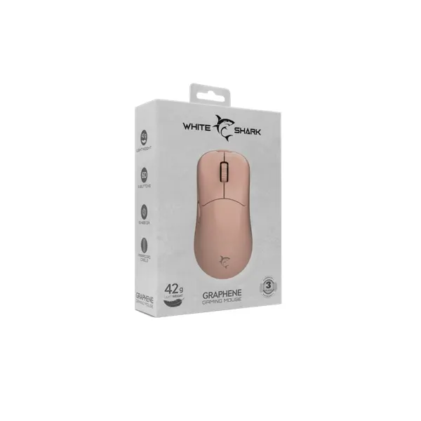 WHITE SHARK GRAPHENE-P, GM-5014P gamer egér,6D, pink, 6200 dpi, RGB – 6. kép