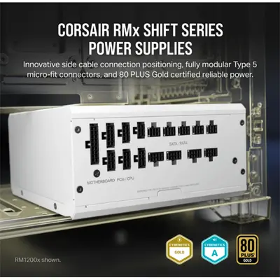 CORSAIR Tápegység Moduláris, RM1000x Shift White, 1000W, 14cm, 80+ Gold – 2. kép