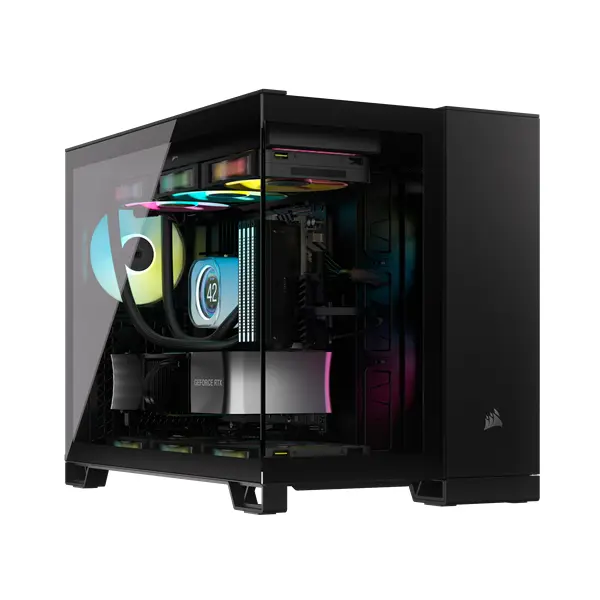 CORSAIR Ház Micro-ATX iCUE LINK 2500X RGB, Tápegység nélkül, Edzett Üveg, fekete