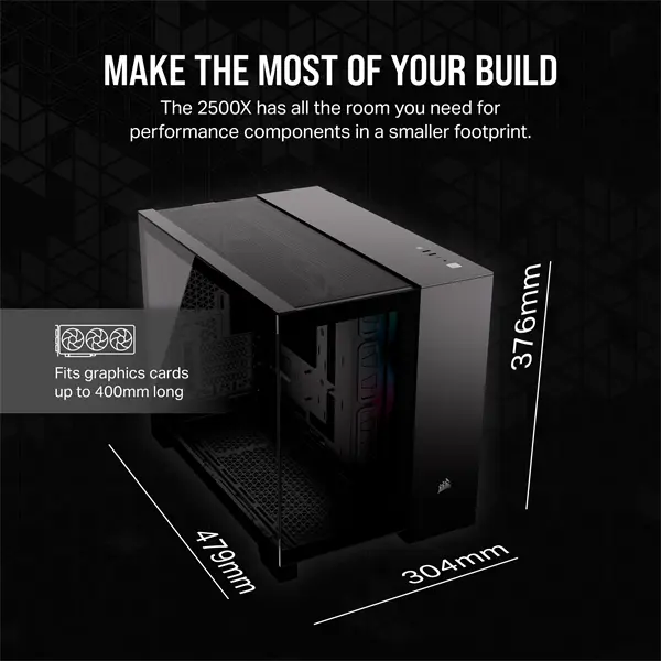 CORSAIR Ház Micro-ATX iCUE LINK 2500X RGB, Tápegység nélkül, Edzett Üveg, fekete – 6. kép