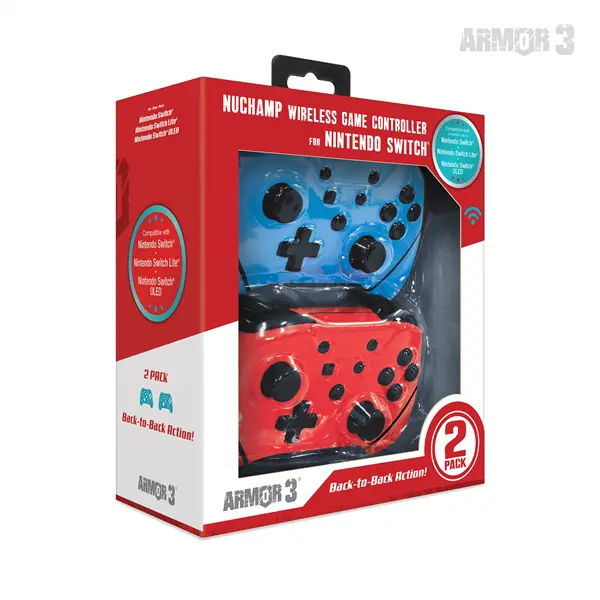 ARMOR3 NUCHAMP Nintendo Switch Kiegészítő Vezeték nélküli kontroller, Kék & Piros (2-PACK) – 2. kép