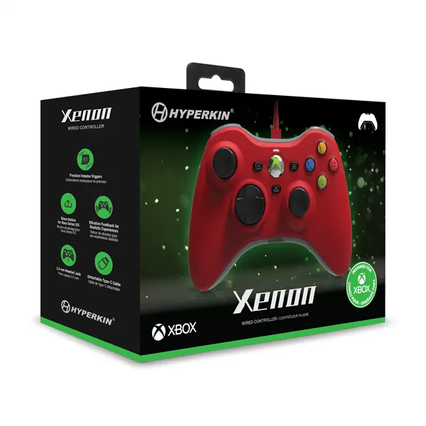 HYPERKIN Xenon Xbox Series|One/Windows 11|10 Xbox liszenszelt Vezetékes kontroller, Piros – 2. kép