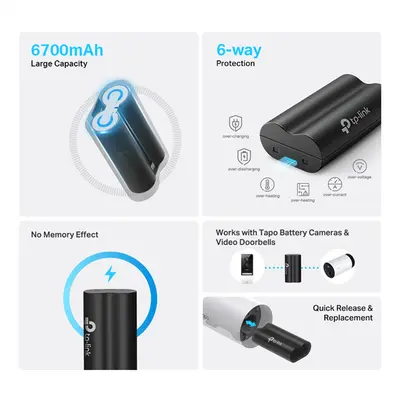 TP-LINK Akkumulátor Pack (TAPO kamerához és kaputelefonhoz), TAPO A100 – 2. kép