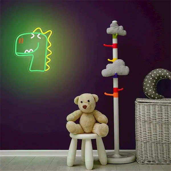 FOREVER LIGHT Neon LED dekorációs lámpa JURASSIC DINO zöld, szabályozható, USB, be/ki kapcsoló, falra szerelhető – 4. kép