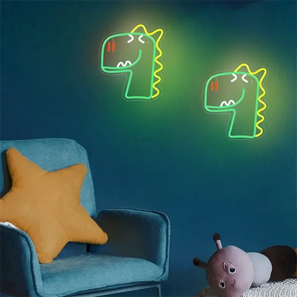 FOREVER LIGHT Neon LED dekorációs lámpa JURASSIC DINO zöld, szabályozható, USB, be/ki kapcsoló, falra szerelhető – 5. kép