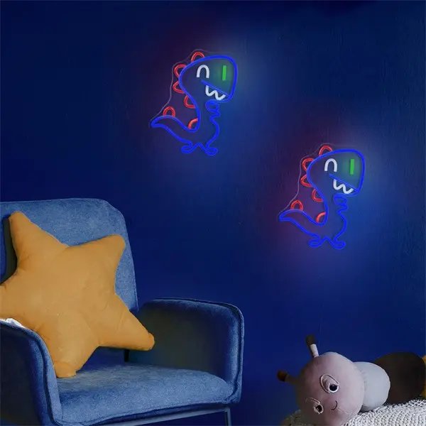 FOREVER LIGHT Neon LED dekorációs lámpa JURASSIC BABY DINO kék, szabályozható, USB, be/ki kapcsoló, falra szerelhető – 5. kép
