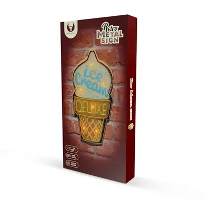 FOREVER LIGHT RETRO metál LED dekorációs lámpa ICE CREAM USB, 5V, falra akasztható – 2. kép