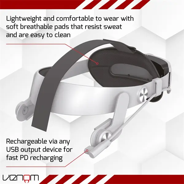 VENOM Meta Quest 2 & 3 Kiegészítő Univerzális headset pánt és 5000 mAh akkumulátor csomag, VS4209 – 7. kép