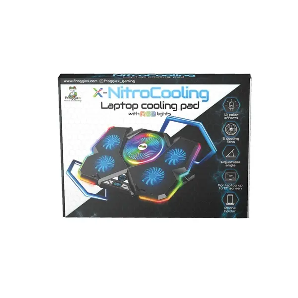 FROGGIEX Notebook Hűtőpad + Telefontartó, NitroCooling, FX-PC-P1-BL – 5. kép