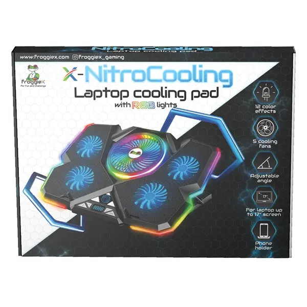 FROGGIEX Notebook Hűtőpad + Telefontartó, NitroCooling, FX-PC-P1-BL – 6. kép