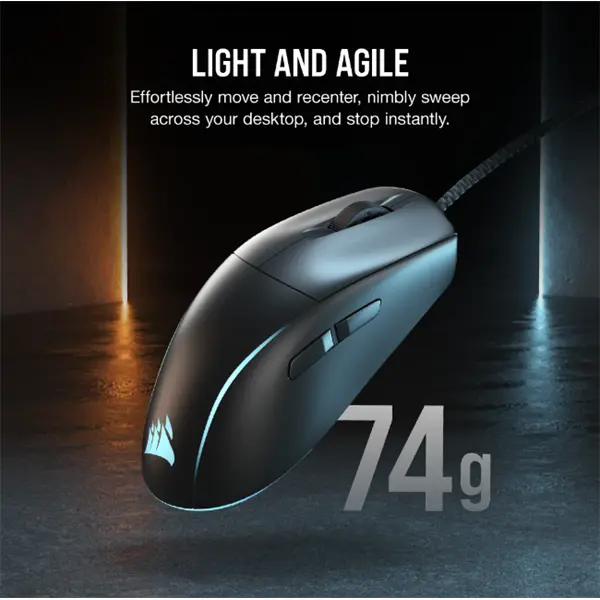 CORSAIR Vezetékes Egér Gaming, M75 RGB, Ultra-könnyű, RGB Világítás, 26000dpi, fekete – 5. kép