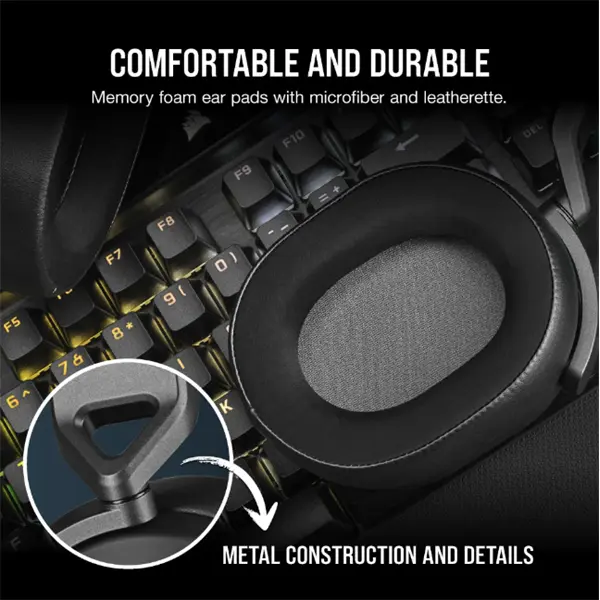 CORSAIR Vezetékes Headset, HS65 SURROUND Gaming, Dolby audio, carbon – 5. kép