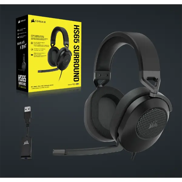 CORSAIR Vezetékes Headset, HS65 SURROUND Gaming, Dolby audio, carbon – 8. kép