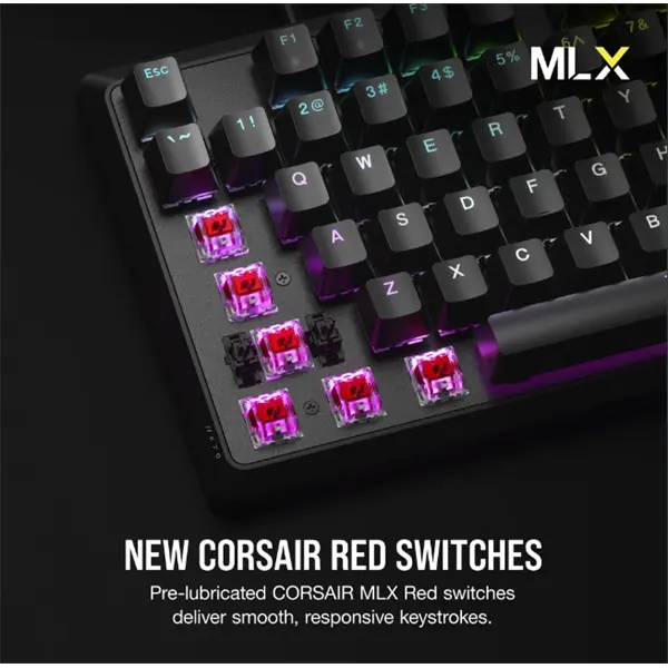 CORSAIR Vezetékes Billentyűzet Gaming, K70 CORE RGB, Mechanikus, MLX Red switch, 104 gombos, US, fekete – 3. kép
