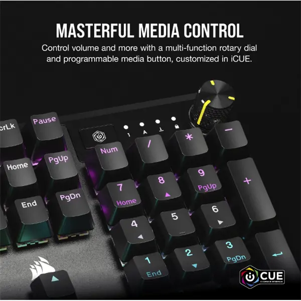 CORSAIR Vezetékes Billentyűzet Gaming, K70 CORE RGB, Mechanikus, MLX Red switch, 104 gombos, US, fekete – 4. kép