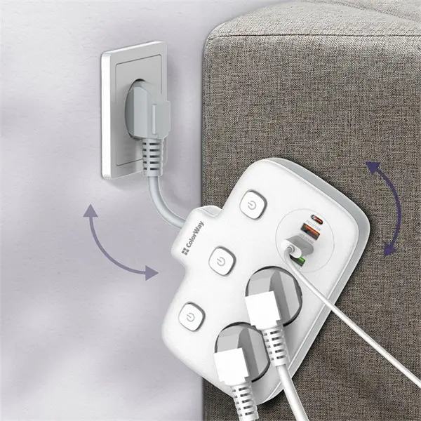 COLORWAY Hálózati elosztó, CW-CHE24PDW, 2 dugalj, 3xUSB-A, 1xUSB-C 2m, fekete – 4. kép