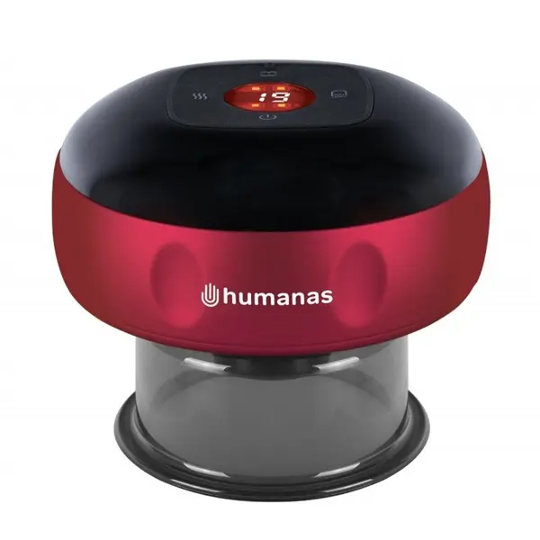 HUMANAS BB01 vákumterápiás masszázskészülék, fűtés funkció, 12 fokozat, gyulladáscsökkentő, fájdalomcsillapító, piros – 4. kép