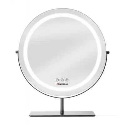 HUMANAS HM Scarlet LED fém sminktükör, 360° elforgatható, integrált érintő gombok, 3 színhőmérséklet,