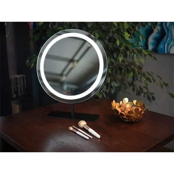 HUMANAS HM Scarlet LED fém sminktükör, 360° elforgatható, integrált érintő gombok, 3 színhőmérséklet, – 4. kép