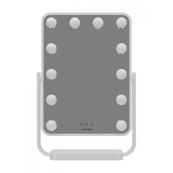 HUMANAS HM01 dönthető kozmetikai tükör, 12 db LED, érintőképernyő, 360°, teljesítmény, szín szabályozás, black – 3. kép