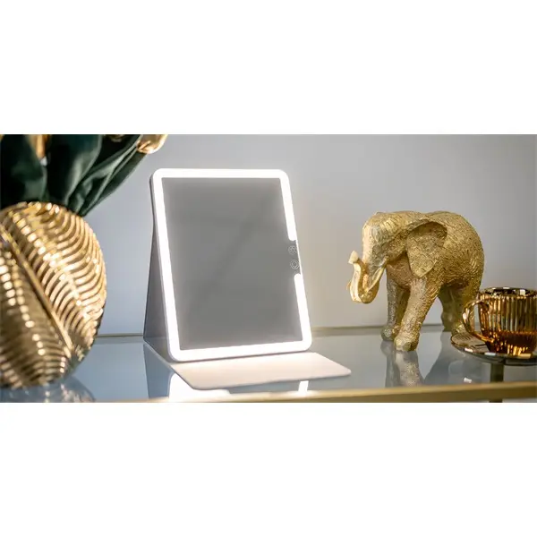 HUMANAS ML02 ,,tablet" akkumulátoros sminktükör, 25 x 19,1 cm, stílusos védőtok, állítható fényerő, 3 színhőmérséklet, – 4. kép