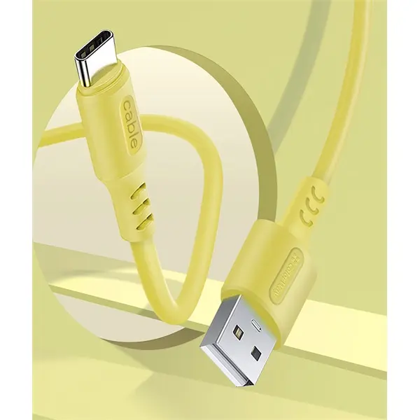 COLORWAY Kábel,  USB to Type-C (soft silicone) 2.4A 1m sárga – 6. kép