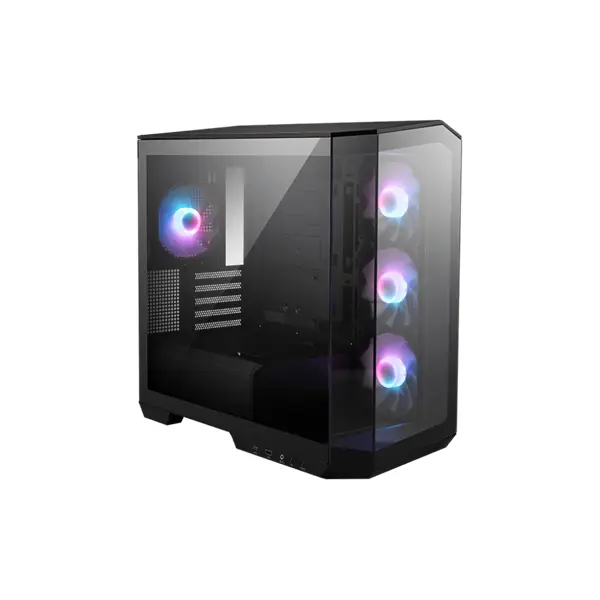 MSI Ház Micro ATX PANO M100R PZ, 4xARGB ventilátor, Tápegység nélkül, üvegfalú, fekete