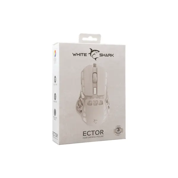 WHITE SHARK ECTOR-W GM-5016W RGB gamer egér, 12.200 dpi, 7 gombos fehér – 6. kép