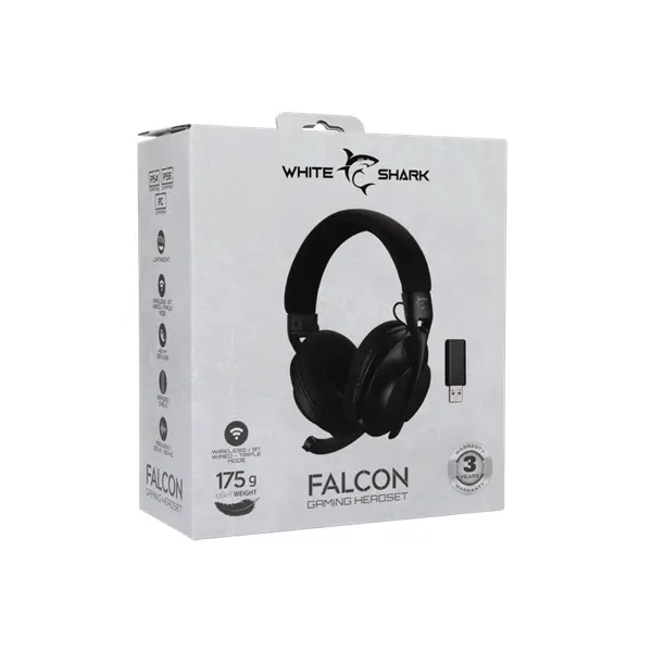 WHITE SHARK FALCON-B, GH-2441B, vezeték nélküli gamer fejhallgató, fekete – 6. kép