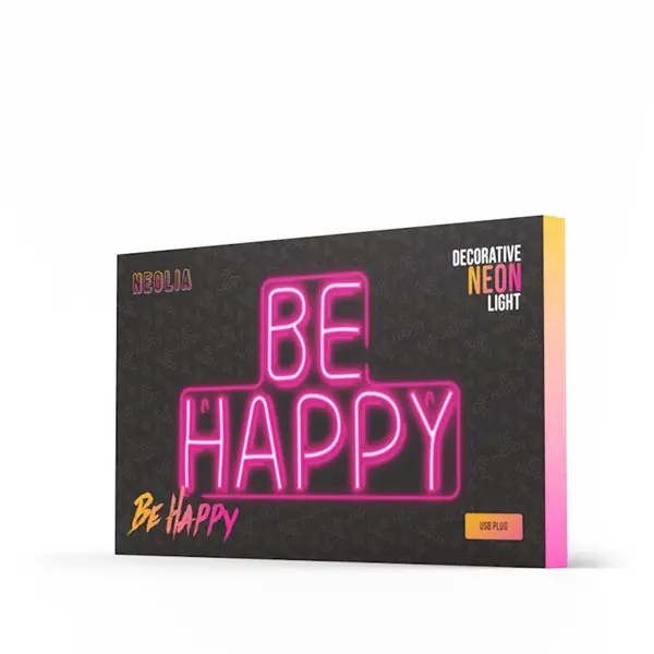 NEOLIA LED dekorációs plexi lámpa BE HAPPY, 36 lumen, ki/be kapcsoló, USB vagy 3xAA 1,5V, 2m kábel, – 2. kép