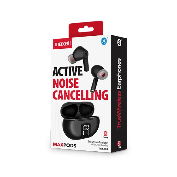 MAXELL Fülhallgató MAXPODS, tws, ANC (aktív zajszűrés), ENC, fekete – 3. kép
