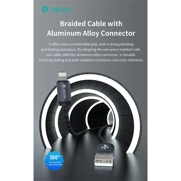 DEVIA ST108035 Gracious v2 12W USB/Lightning adat-és töltőkábel, fekete, 1m – 4. kép