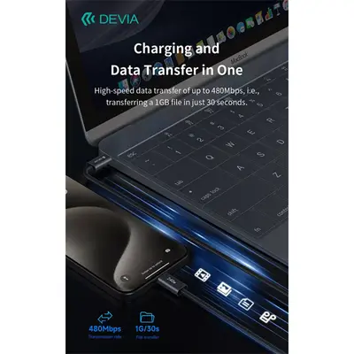 DEVIA ST108721 Extreme Speed PD 240W, USB-C - USB C (Type-C) adat-és töltőkábel, fekete, 2m – 2. kép