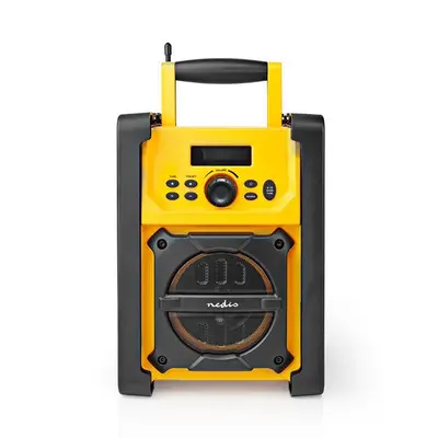 Nedis RDFM3100YW munka rádió, FM, bluetooth, rezgéscsillapítás, 15W, 20 FM állomás, 3,5 mm audióbemenet