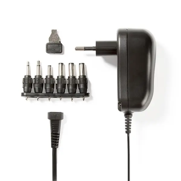 Nedis ACPA001 univerzális AC-DC tápegység, állítható 3V-12V DC 1A, 6 cserélhető táp dugó, 12W