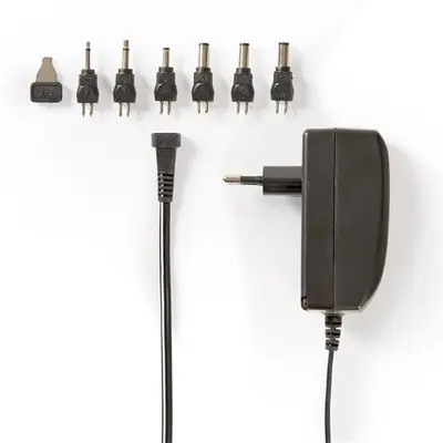 Nedis ACPA003 univerzális AC-DC tápegység, állítható 9V-24V, 24W, 1.0 - 1.5 A, 6 cserélhető táp dugó