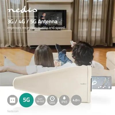 Nedis ANOR5G10WT prémium antenna, 3G / 4G / 5G, beltéri / kültéri, 698 MHz -5000 MHz, 4m, 50 Ohm, fehér – 2. kép