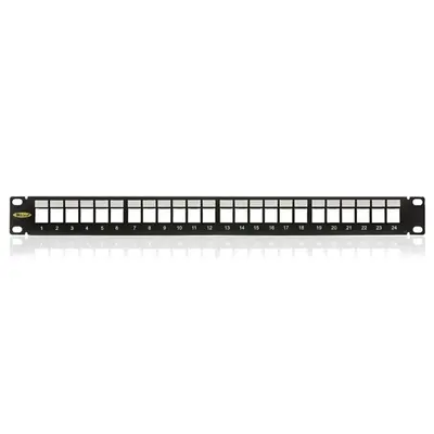 KELINE Patch Panel 1U 24 db keystone modul számára, csatlakozó nélkül, Fekete – 2. kép