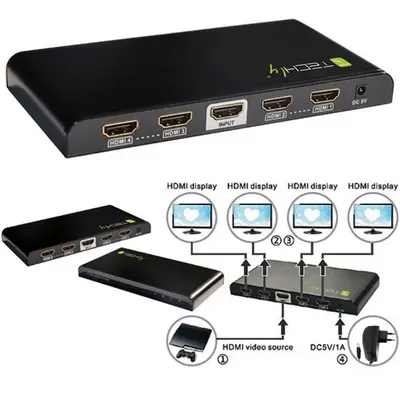 TECHLY HDMI splitter, 1 in 4 out, 30 méter, 4K Ultra HD – 2. kép