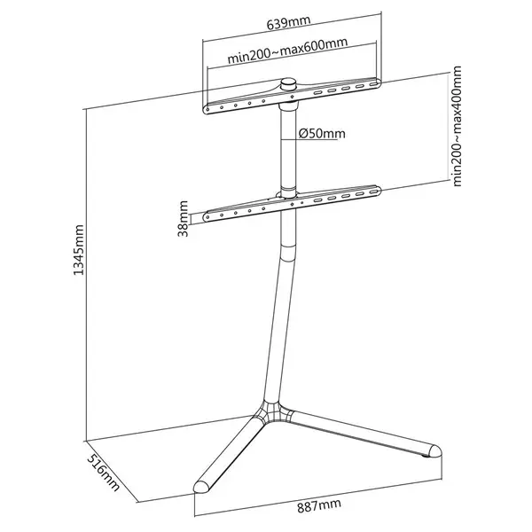 Nedis TVSM5250BK LCD TV/Monitor állvány (tartó konzol), 49"-70", szabadon álló, 40kg – 7. kép