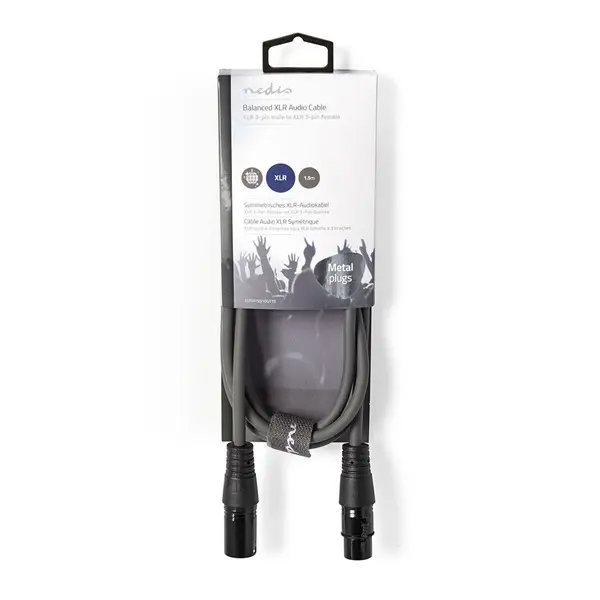 Nedis COTH15010GY15 balanced/szimmetrikus félprofi XLR audio kábel, XLR dugó - aljzat, 1.5m, rugalmas