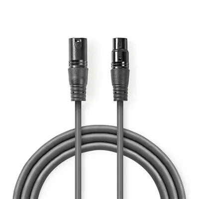Nedis COTH15010GY15 balanced/szimmetrikus félprofi XLR audio kábel, XLR dugó - aljzat, 1.5m, rugalmas – 2. kép