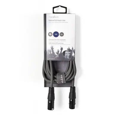 Nedis COTH15010GY30 balanced/szimmetrikus félprofi XLR audio kábel, XLR dugó - aljzat, 3m, rugalmas