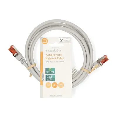 Nedis CCGL85220GY20 UTP / FTP Cat6 patch kábel, RJ45 aranyozott érintkezők, 10/100/1000 Mbit/s, hossz 2m