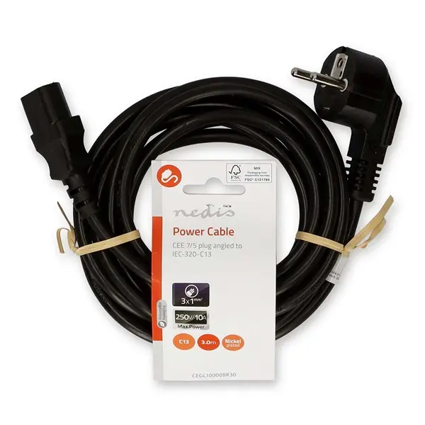 Nedis CEGL10000BK30 tápkábel IEC-320-C13, 3 x 1mm, hossz 3m – 5. kép